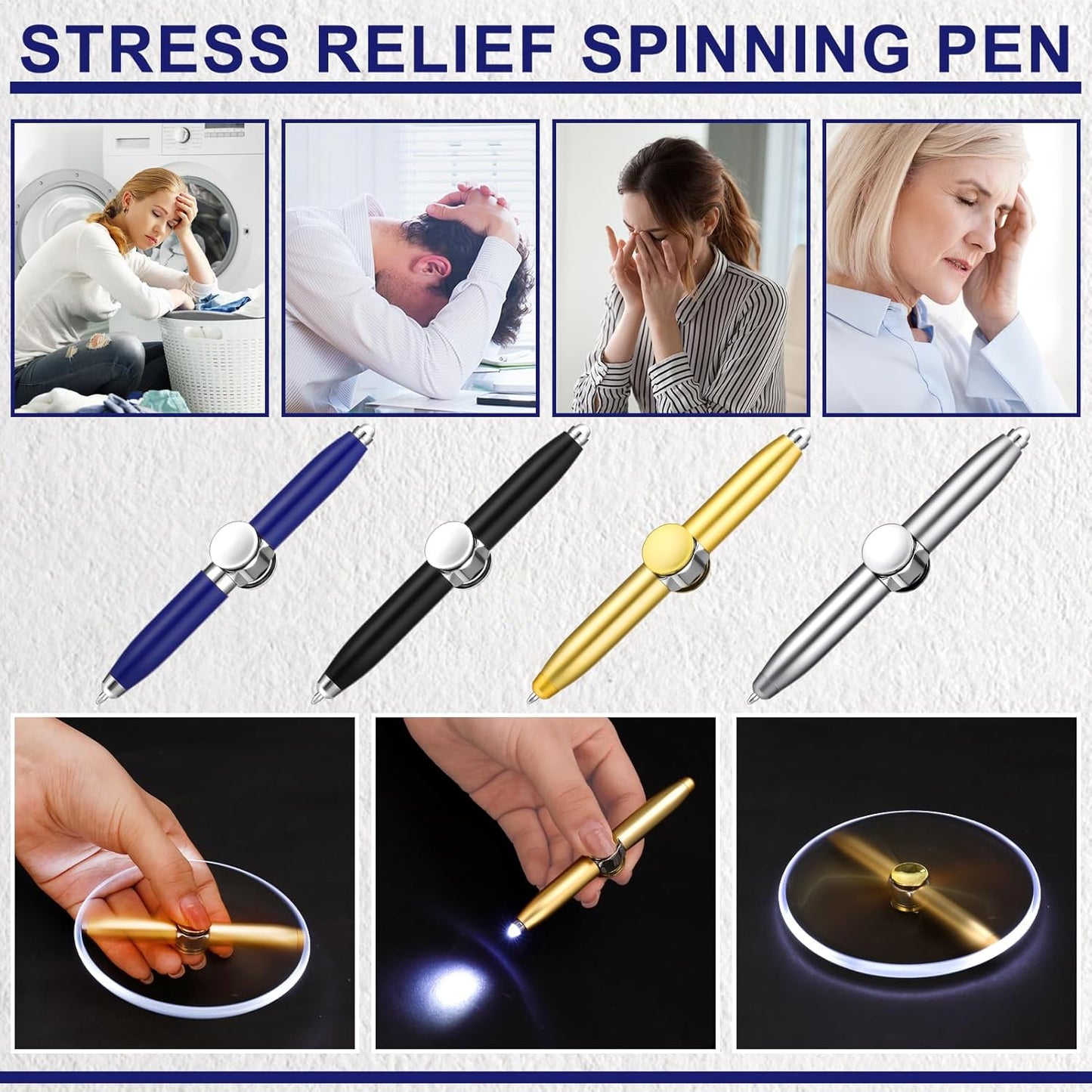 GlowSpin™ Fidget Pen – LED Gyro Spinner Ballpoint